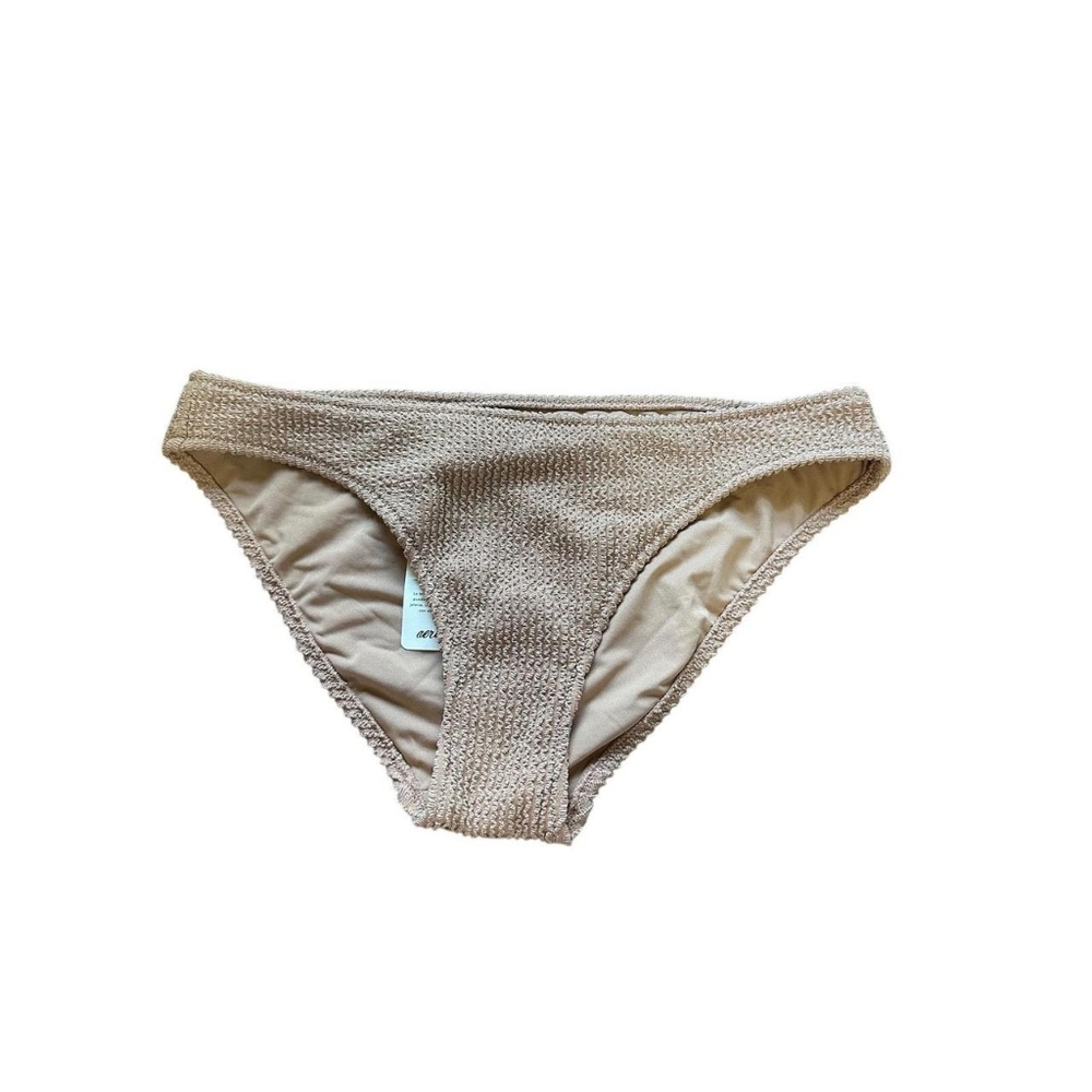 Aerie Textured Bikini Bottoms Tan Small